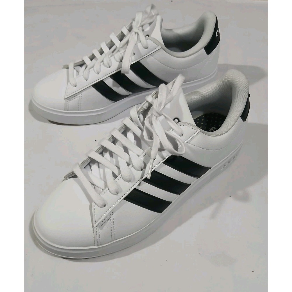 Adidas VL Court 3.0 Low Top Sneakers Shoes Size 9 White 3 Stripe Walking Comfort